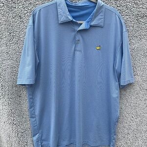 Masters Tech blue and white striped Masters golf shirt.  Size XL